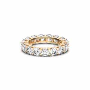 Bague de fiançailles en or massif 10 carats, 14 carats, 18 carats, moissanite, E-F/VVS-VS, sertie de diamants ronds pour l'éternité complète, 3.50 carats - Product Image 2