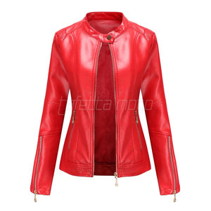 Chaquetas de Mujer de Manga Larga para Invierno, Chaqueta de Cuero para Motocicleta, Ajustada - Product Image 1