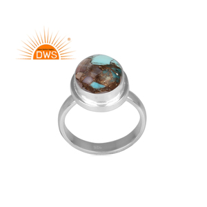 Nuevo diseño de plata esterlina fina Natural Mojave cobre Rosa ópalo turquesa piedra preciosa anillo apilable fabricante de joyas - Product Image 1