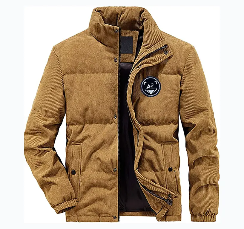 Jackets for Men Letter Patched Detail Zipper Corduroy Puffer Coat Jackets for Men fashion and cool Casual jackets
