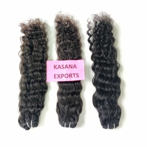 Paquet vierge brut couleur naturelle femmes noires temple indien cuticule aligné machine double trame extensions de cheveux humains à ondes profondes - Product Image 2