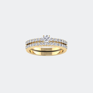 แหวนทรงกลม 0.80CTW - แถวประดับเพชรสองแถว - Product Image 4