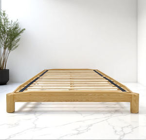 Marco de cama de madera de Fresno moderno al por mayor Marco de cama de tamaño queen diseño de plataforma de madera baja fabricante de muebles de Vietnam - Product Image 1
