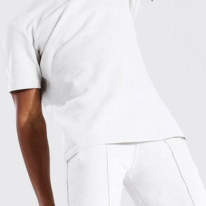 Couleur blanche hommes 100% coton ensemble double haute qualité hommes à manches courtes vêtements d'été ensembles courts pour hommes en gros - Product Image 5