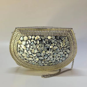 VLemon Unique <b>Yellow</b> Lemon Glass Beaded Clutch <b>Purse</b> with Customized Color for Summer Vacation and Assortments by MS Handicraft - Product Image 1