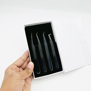 Pince à épiler d'extension de cils enduite noir de qualité supérieure ensemble forte adhérence acier durable prix de gros - Product Image 5