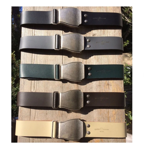 Ceintures en cuir hommes boucle en cuir mâchoire mobile à la main personnaliser couleur pleine fleur ceinture en cuir marron - Product Image 2