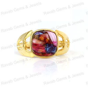 Vente chaude 12mm Solide 925 Argent Sterling 18K Or Rempli Coussin Forme Femmes Designer Anneau Multi Spiny Oyster Turquoise Anneau - Product Image 1