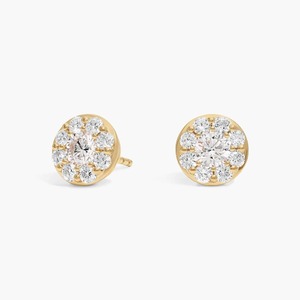 Pendientes de tuerca circulares con diamantes cultivados en laboratorio de corte redondo, 1.00 ct, en oro macizo de 14K, para ocasiones especiales - Product Image 1