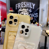 Coque de téléphone transparente antichoc en TPU colorée avec fente pour cartes et pare-chocs pour iPhone 16/15 Pro Max et Samsung S24/23