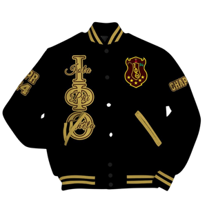 Iota Phi Theta 1963 Premium Varsity Jacket Letterman <b>Brown</b> Gold Greek Life Fraternity Apparel Classic College Wear - Product Image 2