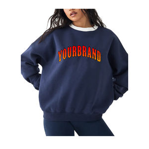 Sweat-shirt côtelé de couleur contrastée à épaules tombantes et à prix abordable grande taille respirant sweat-shirt lourd pour femmes vente en gros - Product Image 1