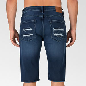 Shorts en jean délavé décontractés pour homme avec logo personnalisé, taille élastique, taille mi-haute, broderie, style streetwear, 100% - Product Image 5