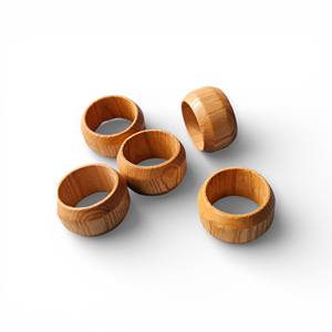Anillos de Servilleta Rústicos de Madera Natural con Forma Redonda y Gruesa para una Decoración de Mesa de Comedor Clásica y Única - Product Image 3