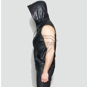 Chaleco de Motociclista de Moda al por Mayor, Chaqueta de Cuero, Chaleco de Cuero Negro para Motociclista, Chaleco Clásico de Alta Calidad para Hombre - Product Image 3