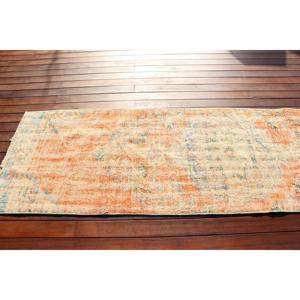 พรมตุรกีวินเทจ ขนาด 2.7x9.3 ฟุต (81x283 ซม.) ลายสัตว์สีส้มน้ำเงิน - Product Image 5