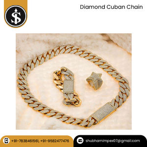 Cadena cubana de diamantes de Miami, patrón llamativo VSS A VS claridad 18KT, oro amarillo, fabricante indio - Product Image 5