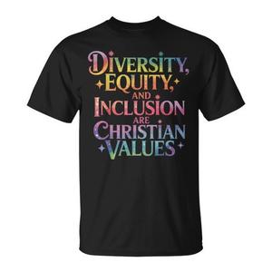 T-Shirt Promozionale con Valori Cristiani: Diversità, Equità e Inclusione - Product Image 1