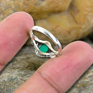 925 Sterling Silver Handmade <b>Ring</b> with Green Onyx Natural Gemstone <b>Crystal</b> Perfect Wedding or Party Jewelry Gift for Women - Product Image 3