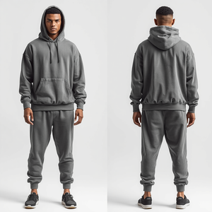 Conjunto Deportivo para Hombre, Color Gris Carbón, Estilo Acid Wash, Sudadera con Capucha Oversize y Pantalones Jogger, Ropa Casual Urbana - Product Image 4