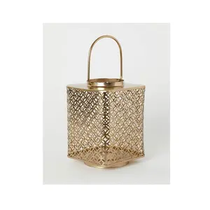 Attrayant Bougeoir Lanterne Métal motif décoratif Fabricant Haute Qualité Or Treillis Lanterne Bougeoir - Product Image 1