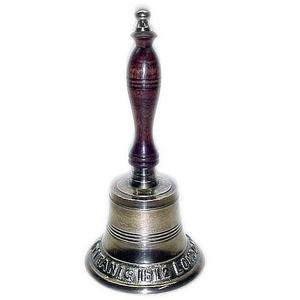 Campana de mano de latón macizo dorado de primera calidad con mango de madera, campana colgante de pared, campana de escritorio, artículo decorativo para el hogar de alta calidad, más vendido - Product Image 1