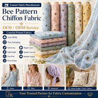 Tissu en Chiffon Floral Personnalisable à Motif Abeille, Vente Chaude, en Polyester Doux, pour Écharpes, Chemises, Foulards – Usine OEM/ODM