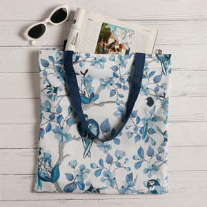 Bolsas de lona de algodón con diseño de pájaros del paraíso y cierre de cremallera - Product Image 2