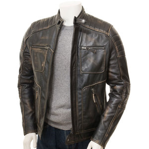 แจ็คเก็ตหนังวัวแท้ผู้ชายขายดีที่สุด คอตั้ง สไตล์ไฮสตรีท กันน้ำ ระบายอากาศ กันลม สำหรับฤดูหนาว - Product Image 3