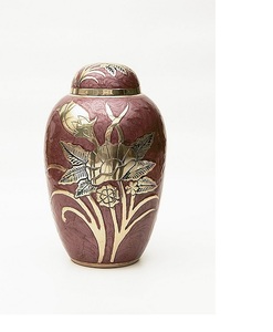 Urna de cremación en relieve de girasol azul de latón de estilo americano clásico - Product Image 5