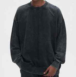 Sudadera de Invierno con Textura Granulada y Lavado Ácido, 100% Algodón, Corte Regular, Ofrece Tonos Retro Elegantes para la Moda Urbana Moderna - Product Image 3