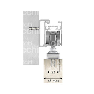 KIT DE GUIDE POUR PORTES COULISSANTES Fixation murale Équipement: 2 chariots avec vis et plaques Butée de porte avec crochet Support en - Product Image 1