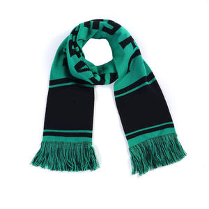 OEM Custom Design Solid Polyester <b>Knitted</b> Jacquard Logo Warm Muslim Football Fan <b>Scarf</b> with Tassel Autumn Short - Product Image 4