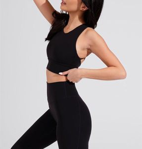 Soutien-gorge de sport de course en plein air sans couture à soutien élevé pour les filles Sexy Backless Crop Removable Pad Hollow Deep U Neck Cross Plus Size - Product Image 5