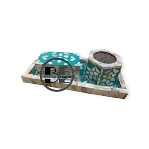 <b>Ramadan</b> <b>Mubarak</b> Mother of Pearl Inlay Bakhoor Burner Set Arabic Traditional Style Home Office Fragrance Special Religious <b>Gifts</b> - Product Image 1