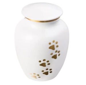 Top Classic Brass Cremation Pet <b>Urns</b> With Paw Print Design and Red Color Finished Highest Quality Metal Pet Funeral <b>Urns</b> - Product Image 2