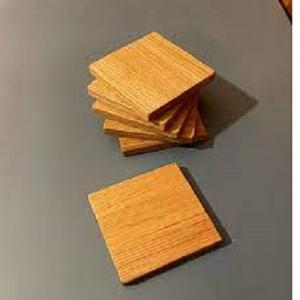 Ensemble de 4/5 sous-verres en bois naturel personnalisés en gros, sous-verres carrés en bambou personnalisés en vrac avec support - Product Image 4