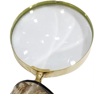 Lupa pulida con acabado natural FWE con mango de bocina para lectura de libros y uso de regalos de Falak World Export - Product Image 1