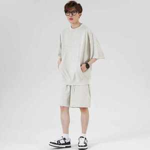 Ensemble de vêtements de sport d'été grande taille pour hommes séchage rapide respirant thermique avec techniques imprimées haut à manches courtes short de sport - Product Image 1