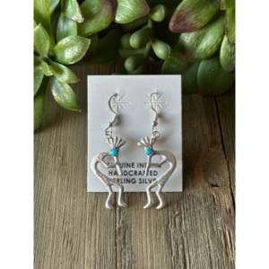 Navajo Made Sterling <b>Silver</b> Drop <b>Earrings</b> with Animal Design - Product Image 1