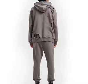 Raw Hem Sun Faded Hoodie confortable porter séchage rapide anti boulochage Nouveaux sweats à capuche élégants en coton biologique mélangé pour des vêtements décontractés - Product Image 3