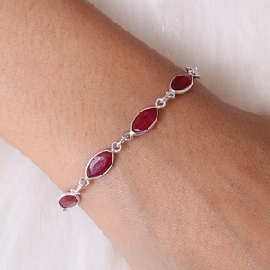925 <b>Sterling</b> <b>Silver</b> Ruby Gemstone <b>Bracelet</b> Jewelry Handmade <b>Silver</b> Boho Style <b>Bracelet</b> Jewelry For <b>Women</b> Wedding Gift For Wife - Product Image 2