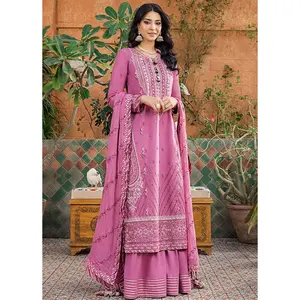 Pakistan & Ấn Độ Bollywood Trà Hồng ăn mặc bên mặc & Wedding Designer Bridal Bộ sưu tập dài thêu Áo sơ mi với quần