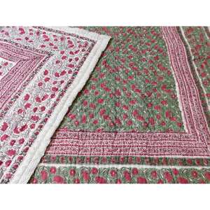 Edredón Jaipuri rajai hecho a mano con estampado de bloques edredones reversibles mantas cálidas de invierno fabricación al por mayor - Product Image 4