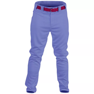 Pantalones de poliéster verde sólido de corte ajustado para hombre con cierre de hebilla de cinturón morado - Product Image 4