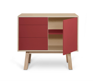 ตู้3ลิ้นชักสีแดงสไตล์มินิมอลสำหรับเฟอร์นิเจอร์บ้านห้องนอนโรงแรมและเฟอร์นิเจอร์ห้องนั่งเล่นขนาดใหญ่ - Product Image 3