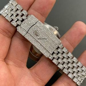 Montre de luxe antique en moissanite glacée, bijoux hip-hop, cadran en verre en acier inoxydable, bracelet 20 mm, double mouvement, écologique, papillon - Product Image 2