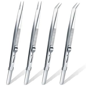 Pince à épiler en acier inoxydable de 16 cm, haute précision, antistatique, à pointe carrée, avec boucle fendue, pour la pose de diamants et de pierres précieuses, manucure - Product Image 1