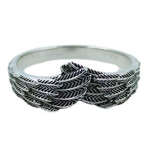 Navya Craft Handmade Dainty Band <b>Ring</b> <b>for</b> <b>Men</b> Women Vintage Style Angel Hug Feather Wings Everyday Wear Sterling Silver <b>Ring</b> - Product Image 1
