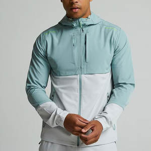 Offre Spéciale extensible Polyester tissu hommes veste fermeture éclair poche arrière évent pour respirabilité coupe-vent vestes de sport - Product Image 1